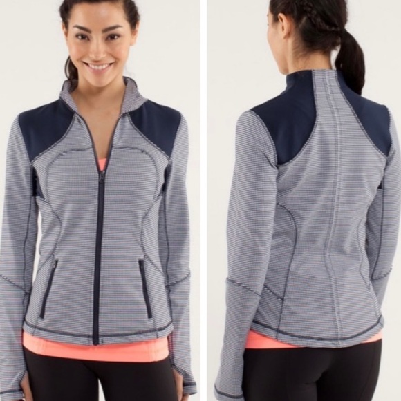 ♥️… Lululemon Forme Jacket Inkwell Gingham sz 12 - Picture 3 of 10